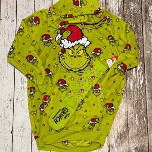 Dr. Seuss Grinch Hoodie sleep night hoodie dress w/ socks- Lime Green and Red